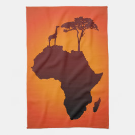 Afrikansk Safarikarta - kökshandduk