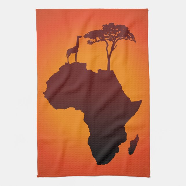 Afrikansk Safarikarta - kökshandduk (Vertikal)