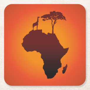 Afrikansk Safarikarta - papper kustfartyg Underlägg Papper Kvadrat