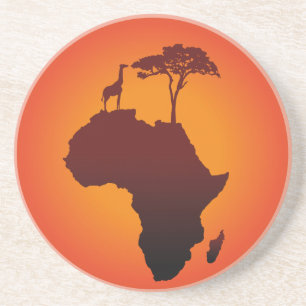 Afrikansk Safarikarta - sandstenkustfartyg Underlägg Sandsten