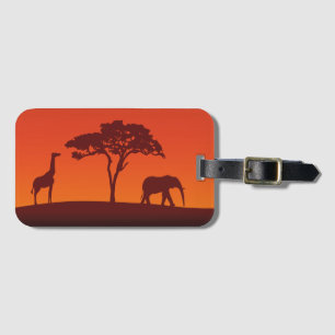 Afrikansk SafariSilhouette - bagagemärkre Bagagebricka