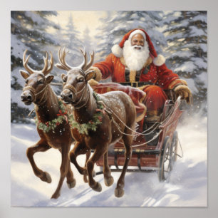 Afrikansk Santa Holly och Ivy Reindeer Poster