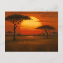 Afrikansk savann - Scenisk illustrationsstil Vykort