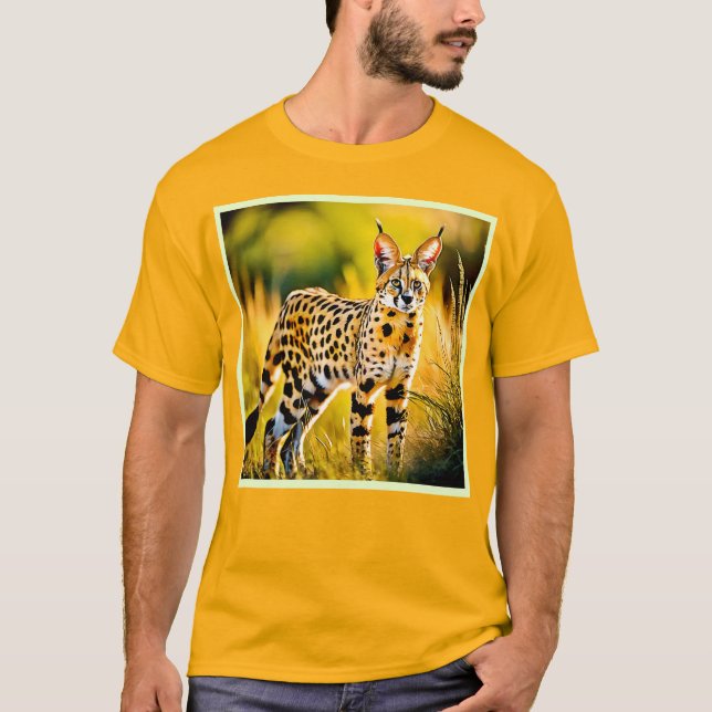 Afrikansk Savannah Serval Cat T Shirt (Framsida)