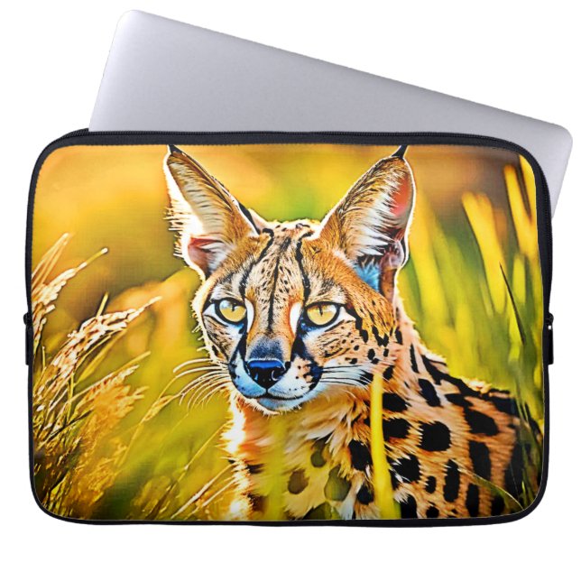 Afrikansk Savannah Serval Wildcat-design Laptop Fodral (Framsidan)