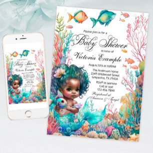 Afrikansk sjöjungfru baby shower inbjudningar