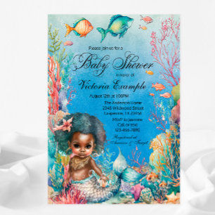 Afrikansk sjöjungfru baby shower inbjudningar