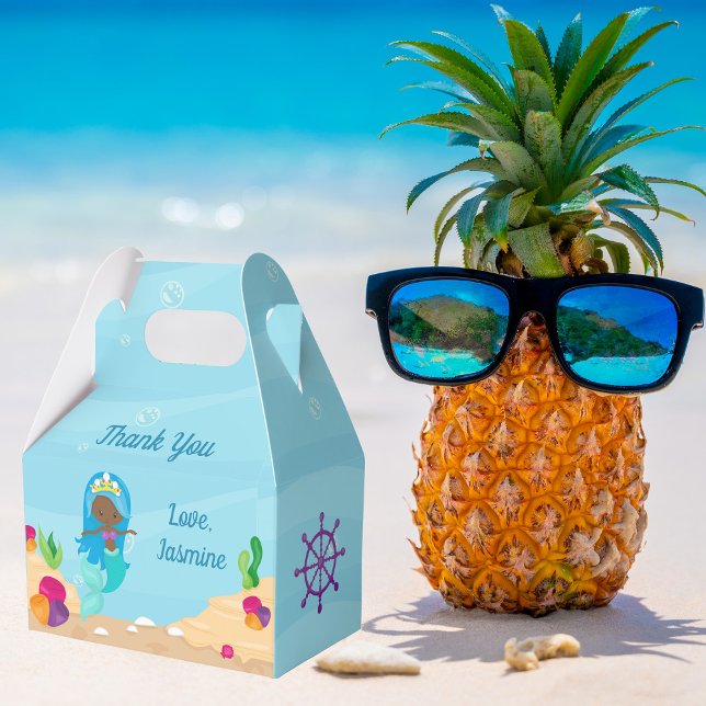 Afrikansk Sjöjungfru Girl Barns födelsedag Party Presentaskar (Skapare uppladdad)