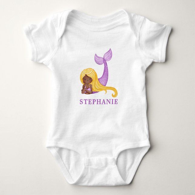 Afrikansk sjöjungfru Hav Baby Shower  Baby Body T Shirt (Framsida)