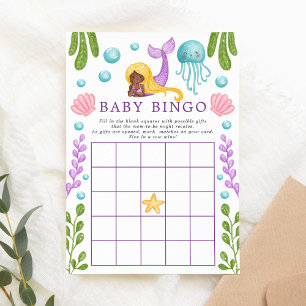Afrikansk Sjöjungfru Ocean Baby Shower Bingo Game Inbjudningar