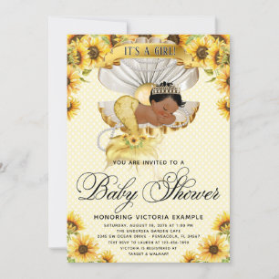 Afrikansk sjöjungfru solros baby shower inbjudan