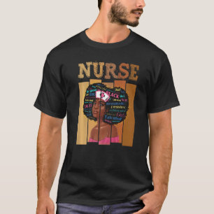 Afrikansk sjuksköterska Afro Black Woman Black His T Shirt