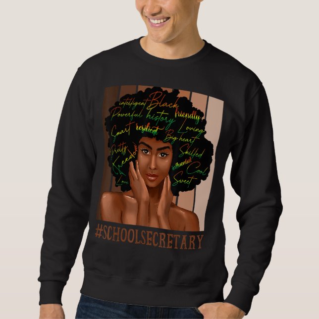 Afrikansk skolsekreterare Messy Bun Black Lång Ärmad Tröja (Framsida)
