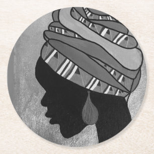Afrikansk skönhet underlägg papper rund