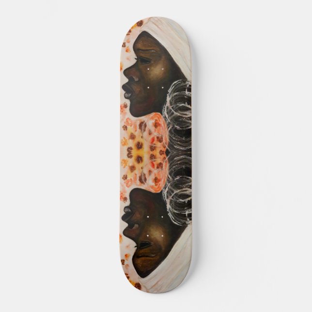 Afrikansk skönhet - vattenfärgning - mini skateboard bräda 18,5 cm (Framsida)