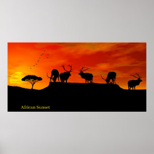 Afrikansk solnedgång för Poster