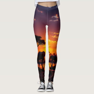 Afrikansk solnedgång Majestätiska Leggings Tights