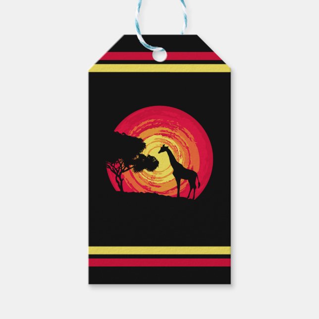 Afrikansk solnedgång presentetikett (Framsidan)