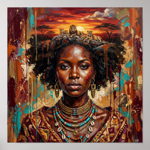 Afrikansk solnedgångsdrottning, svart kvinnlig väg poster
