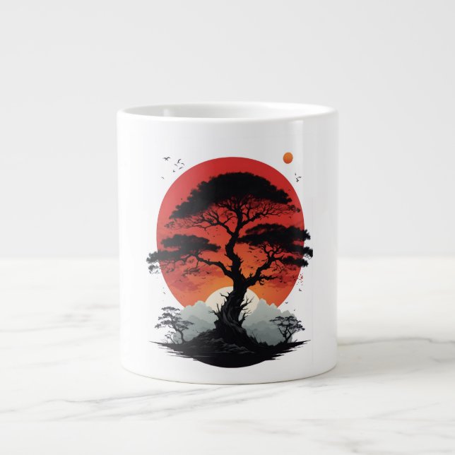 Afrikansk solnedgångsträd jumbo mugg (Framsidan)