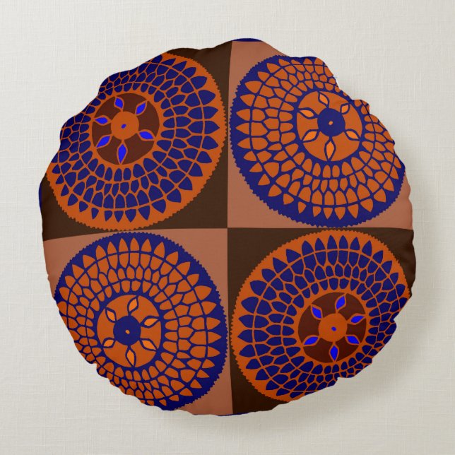 Afrikansk solros Basket Rund Kudde (Baksidan)