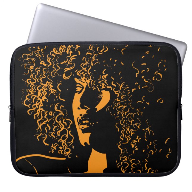 Afrikansk söt kvinna med afro-hår stil porträtt laptop fodral (Framsidan)