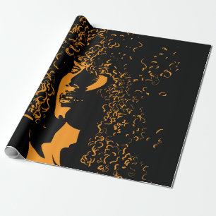 Afrikansk söt kvinna med afro-hår stil porträtt presentpapper