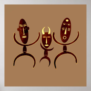 Afrikansk stam dansscen sten som vårdar poster