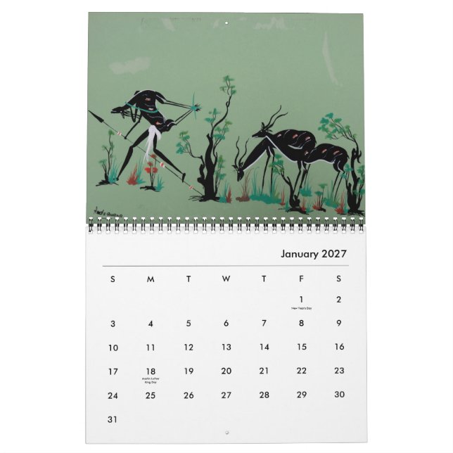 Afrikansk stam- konstkalender kalender (Jan 2027)