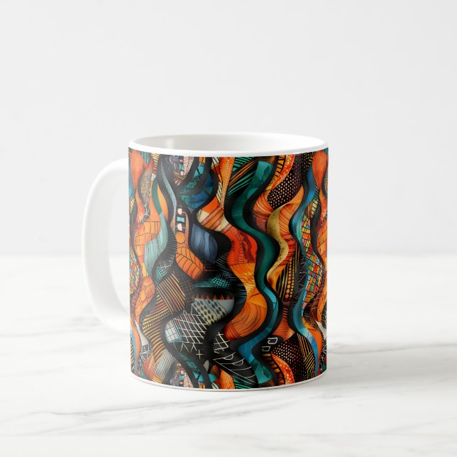 Afrikansk Stam-mönstrad Kaffekopp (Framsida vänster)