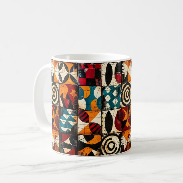 Afrikansk stamfisk Mönster-kaffe Mugg (Framsida vänster)