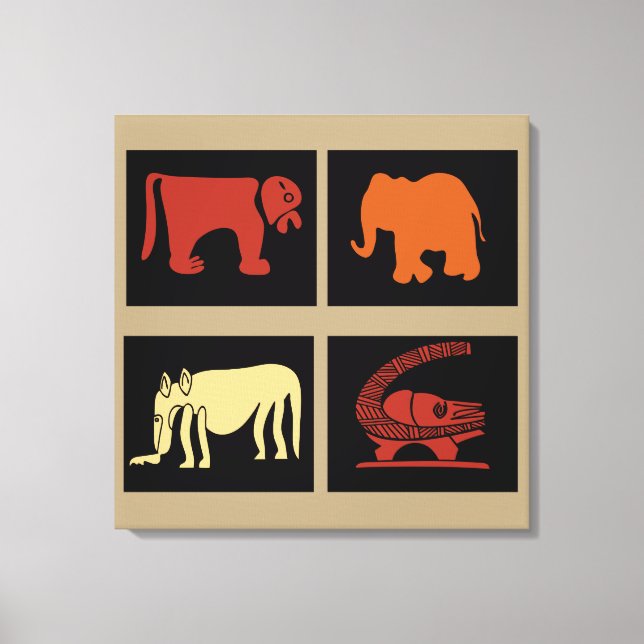 Afrikansk stamkonst för abstrakt canvastryck (Framsida)