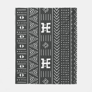 Afrikansk stamkonst: Geometric Black & White Fleecefilt