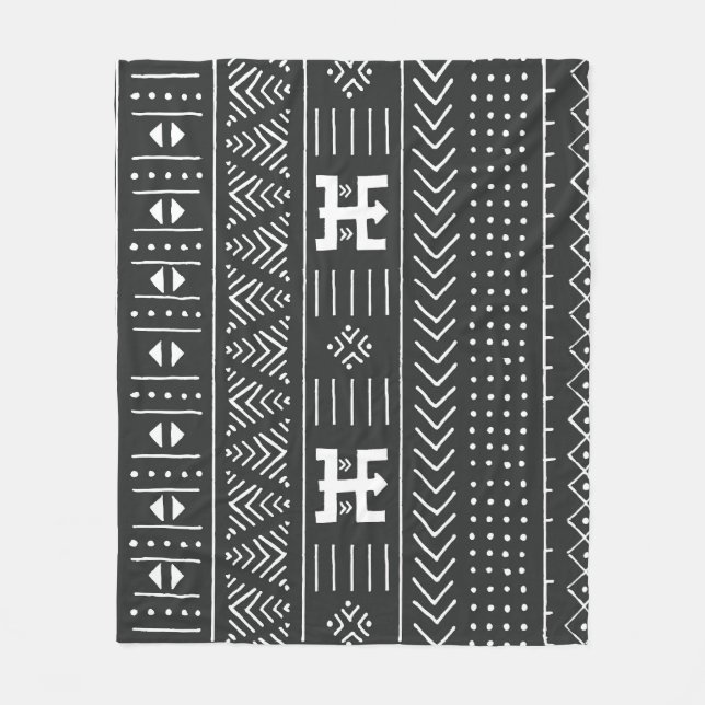 Afrikansk stamkonst: Geometric Black & White Fleecefilt (Framsidan)