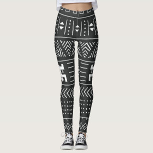 Afrikansk stamkonst: Geometric Black & White Leggings