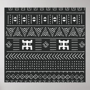 Afrikansk stamkonst: Geometric Black & White Poster