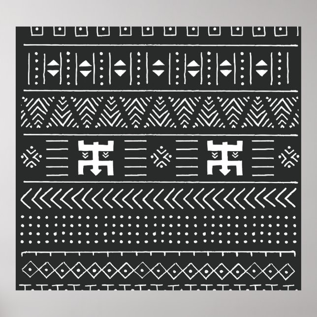 Afrikansk stamkonst: Geometric Black & White Poster (Framsidan)