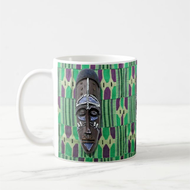 Afrikansk stammask, Grönt Blue Lila Coffee Mugg (Vänster)
