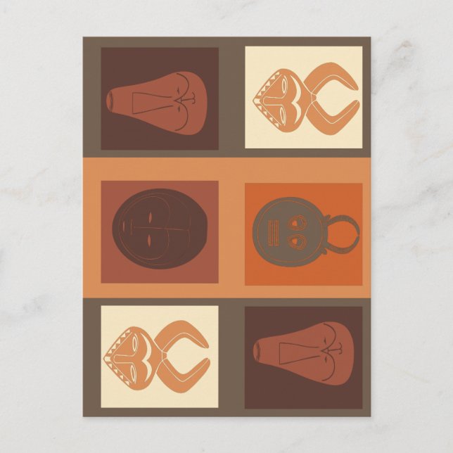 afrikansk stammask vykort (Framsida)