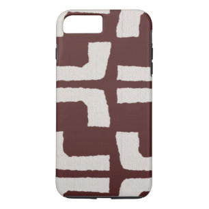 Afrikansk stammudcloth White Red Linen look