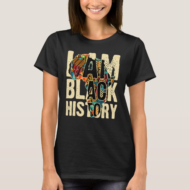 Afrikansk Stil Afrika Kontinent I är svart histori T Shirt (Framsida)