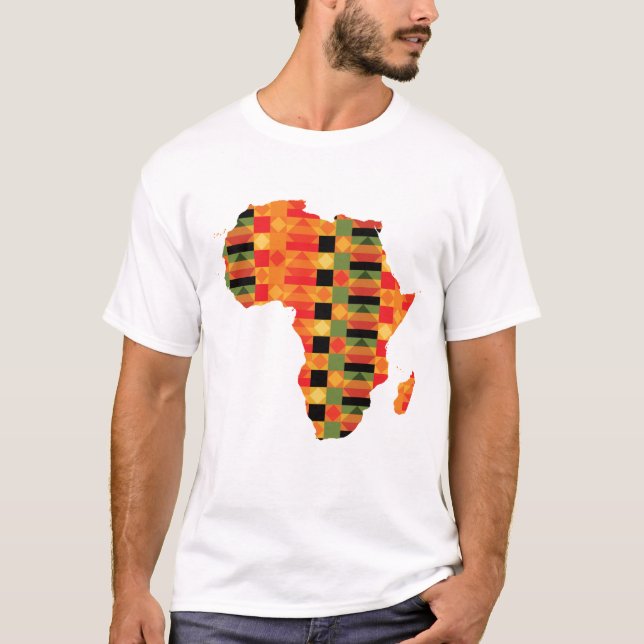Afrikansk Stil Kente Trasa Textilen Mönster T Shirt (Framsida)