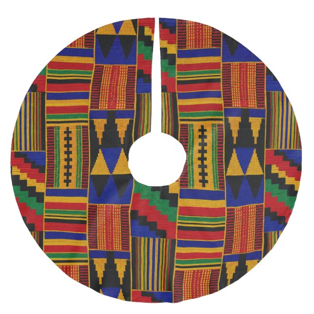 Afrikansk stil Kente tyg Julgransmatta Borstad Polyester (Framsidan)
