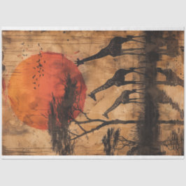 Afrikansk Sunset Giraffes Decoupage