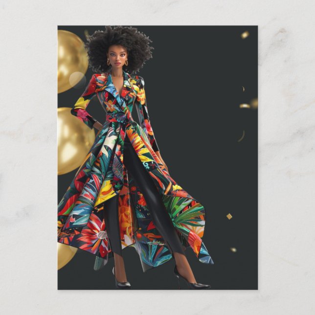 Afrikansk svart drottning Melanin Sista Shopp Helg Vykort (Framsida)