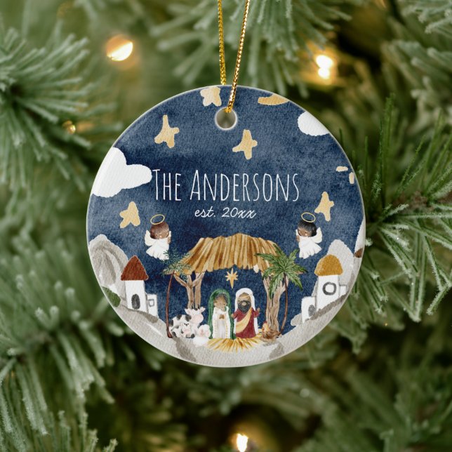 Afrikansk svart jultomhet julgransprydnad keramik (Träd)