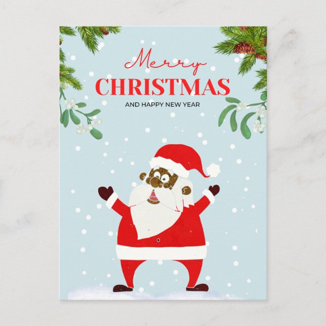 Afrikansk svart-Jultomten-jul Helg Vykort (Framsida)
