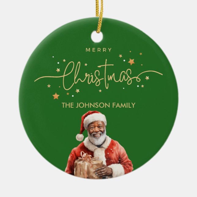 Afrikansk svart-Jultomten-jul Julgransprydnad Keramik (Framsidan)