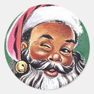 Afrikansk svart-Jultomten-jul Runt Klistermärke