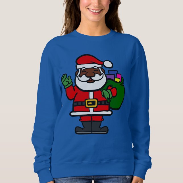 afrikansk svart jultomten julafton t shirt (Framsida)